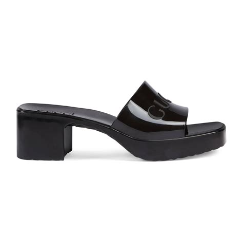 gucci rubber slide sandal heel|gucci rubber sandals sale.